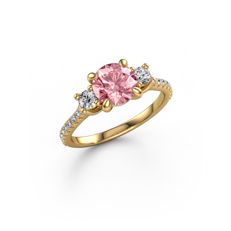 Image of Engagement ring Jesica 585 gold Pink lab grown diamond 6.8 mm