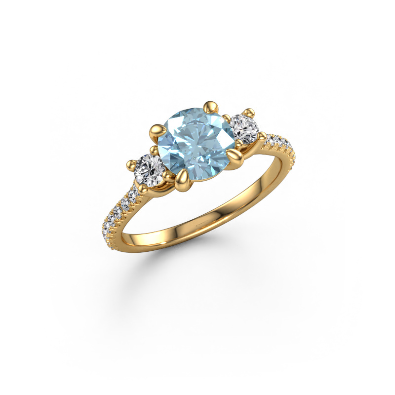 Image of Engagement ring Jesica 585 gold Blue lab grown diamond 6.8 mm
