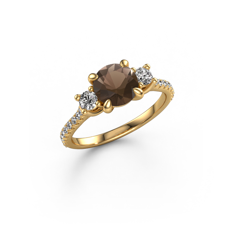 Image of Engagement ring Jesica 585 gold Smokey quartz 6.8 mm