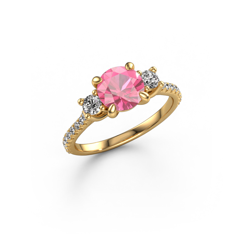 Image of Engagement ring Jesica 585 gold Pink sapphire 6.8 mm