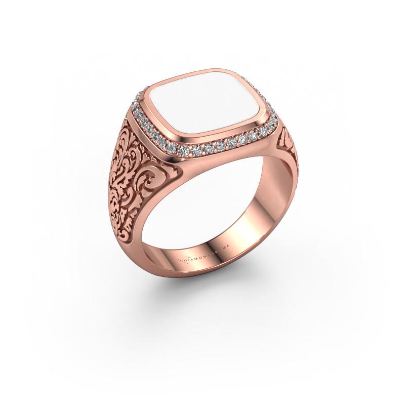 Image of Men's ring Jesse 3 585 rose gold White enamel 10x10 mm