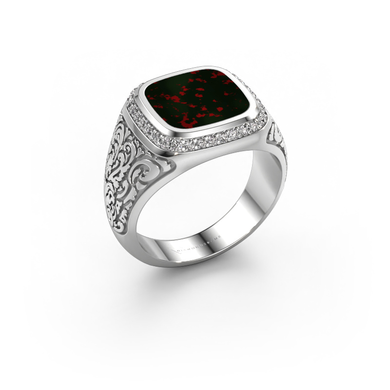 Image of Men's ring Jesse 3 585 white gold Bloodstone 10x10 mm