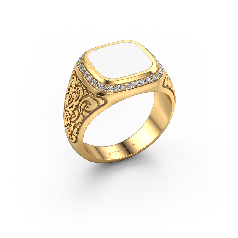 Image of Men's ring Jesse 3 585 gold White enamel 10x10 mm