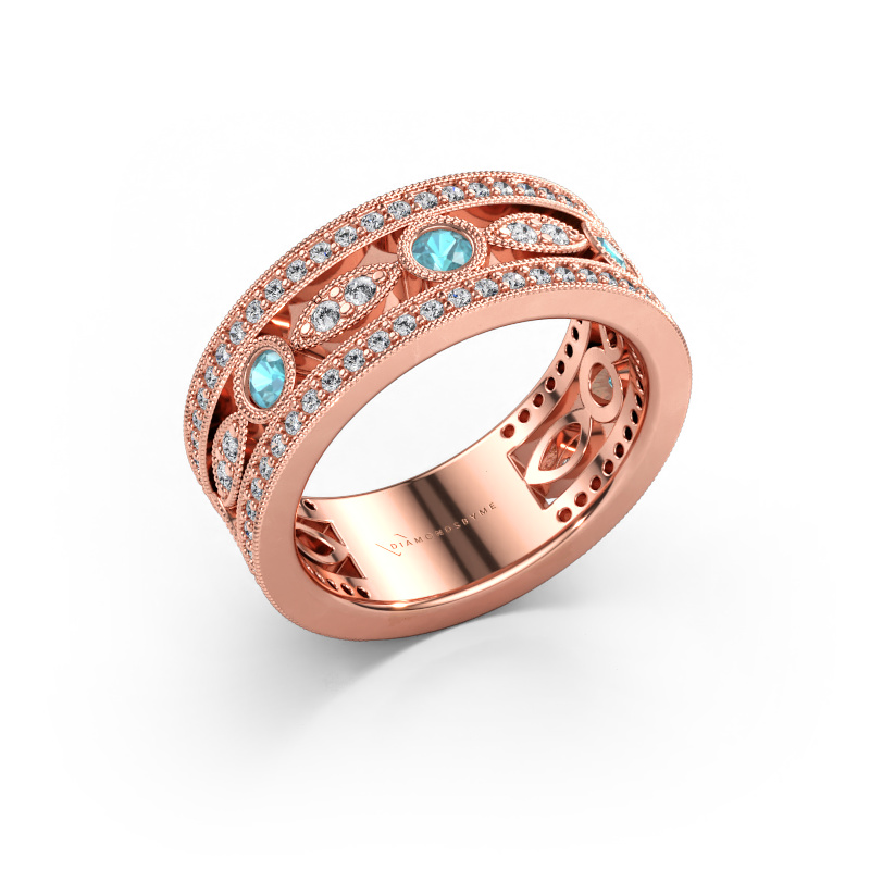 Immagine di Anello Jessica 585 oro rosa Topazio blu 2.5 mm