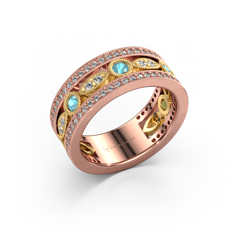 Image de Bague Jessica 585 or rose Topaze bleue 2.5 mm