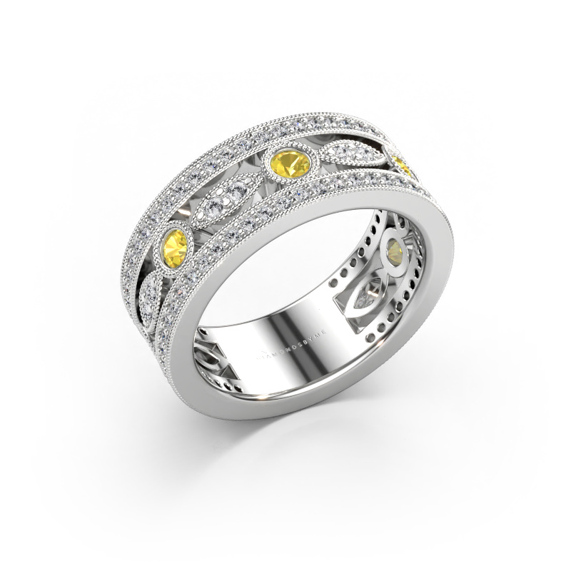 Bild av Ring Jessica 585 vitt guld Gul safir 2.5 mm
