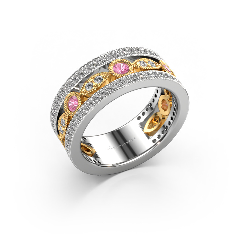 Image de Bague Jessica 585 or blanc Saphir rose 2.5 mm