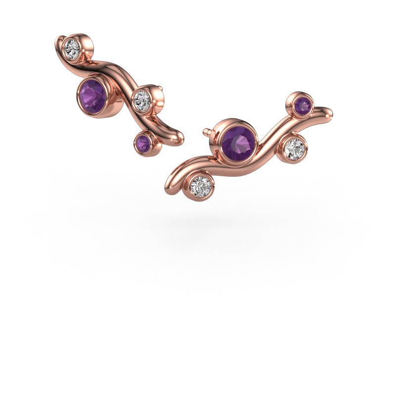 Bild von Ohrsteckers Jin 585 Roségold Amethyst 4 mm