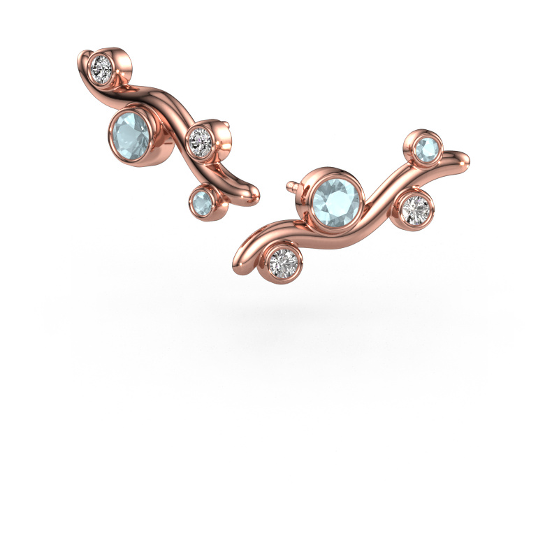 Image of Stud earrings Jin 585 rose gold Aquamarine 4 mm