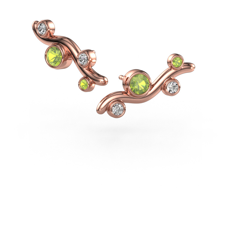 Image of Stud earrings Jin 585 rose gold Peridot 4 mm