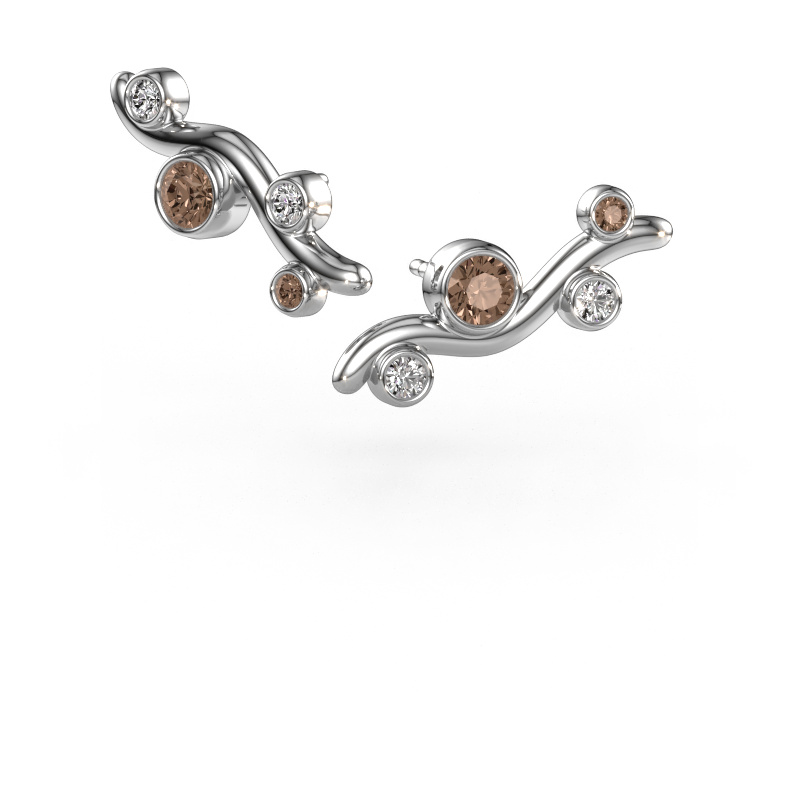 Image of Stud earrings Jin 585 white gold Brown diamond 0.78 crt