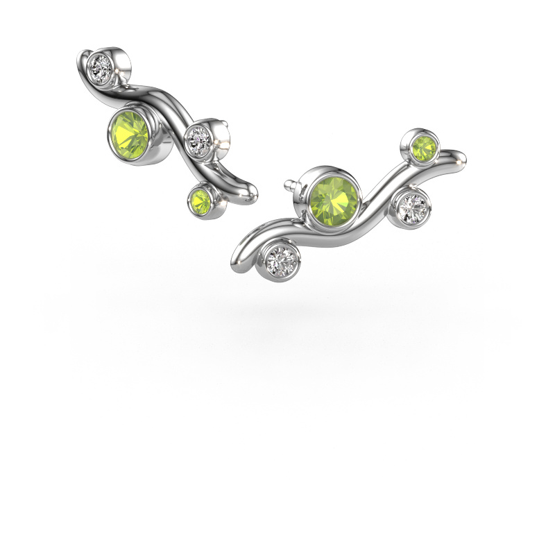 Image of Stud earrings Jin 585 white gold Peridot 4 mm