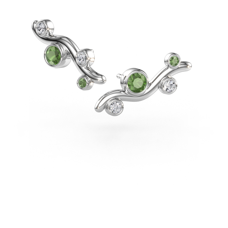 Immagine di Orecchini a lobo Jin 585 oro bianco Tormalina verde 4 mm