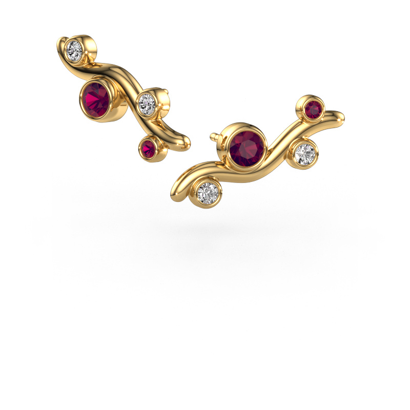 Image de Clous d'oreilles Jin 585 or jaune Rhodolite 4 mm