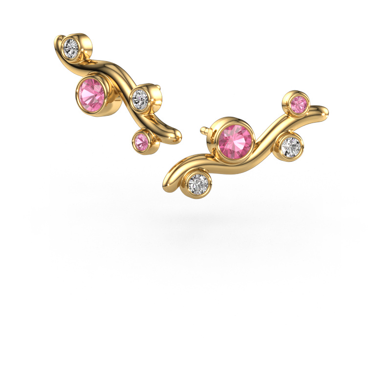 Image of Stud earrings Jin 585 gold Pink sapphire 4 mm