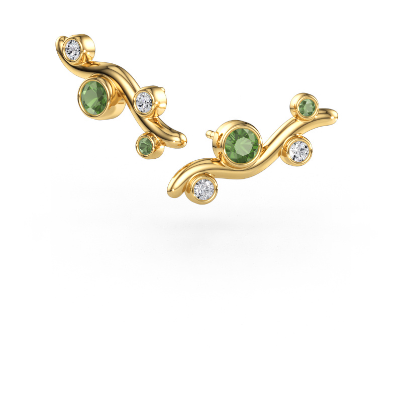 Image de Clous d'oreilles Jin 585 or jaune Vert tourmaline 4 mm