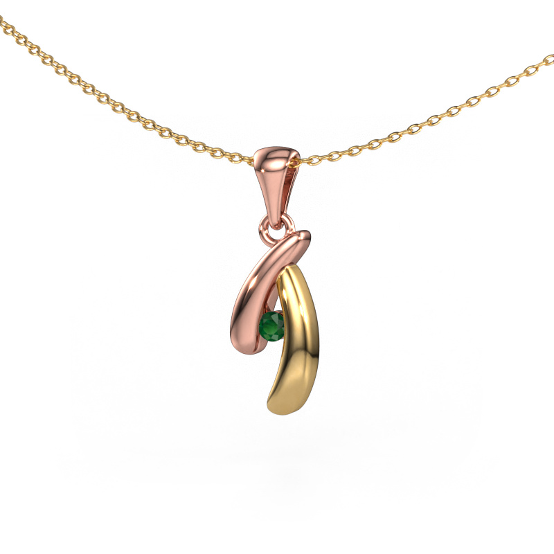 Image of Pendant Jinke 585 rose gold Emerald 2.5 mm