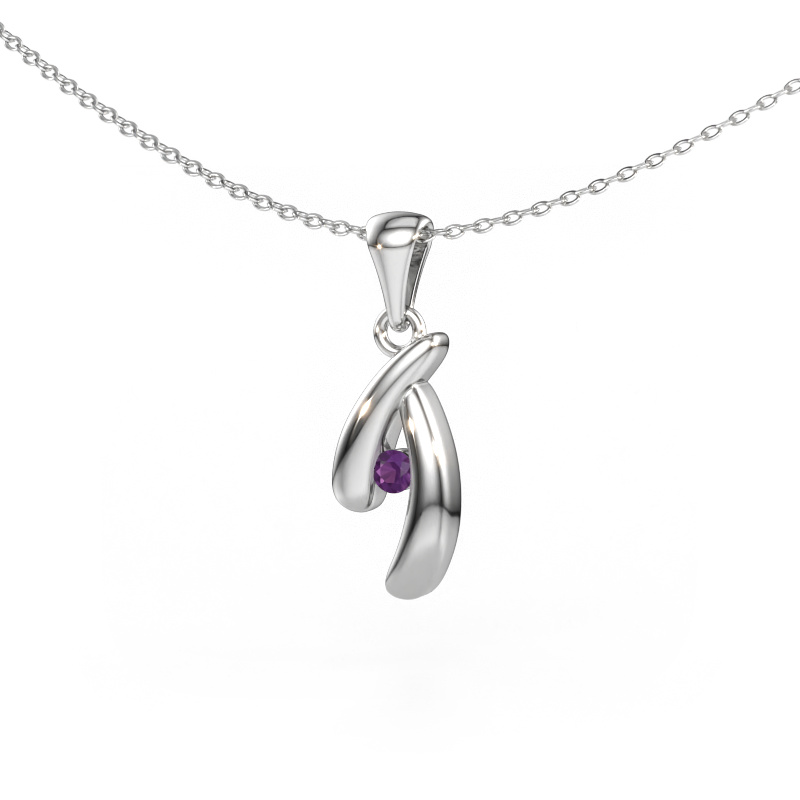 Image de Pendentif Jinke 585 or blanc Améthyste 2.5 mm