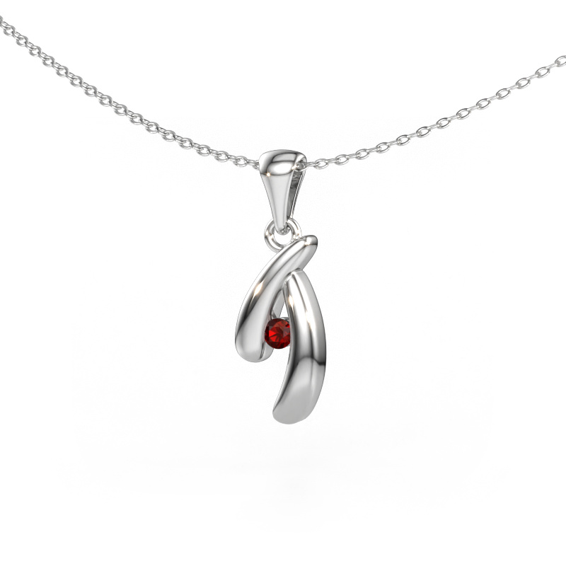 Bild von Anhänger Jinke 585 Weißgold Granat 2.5 mm