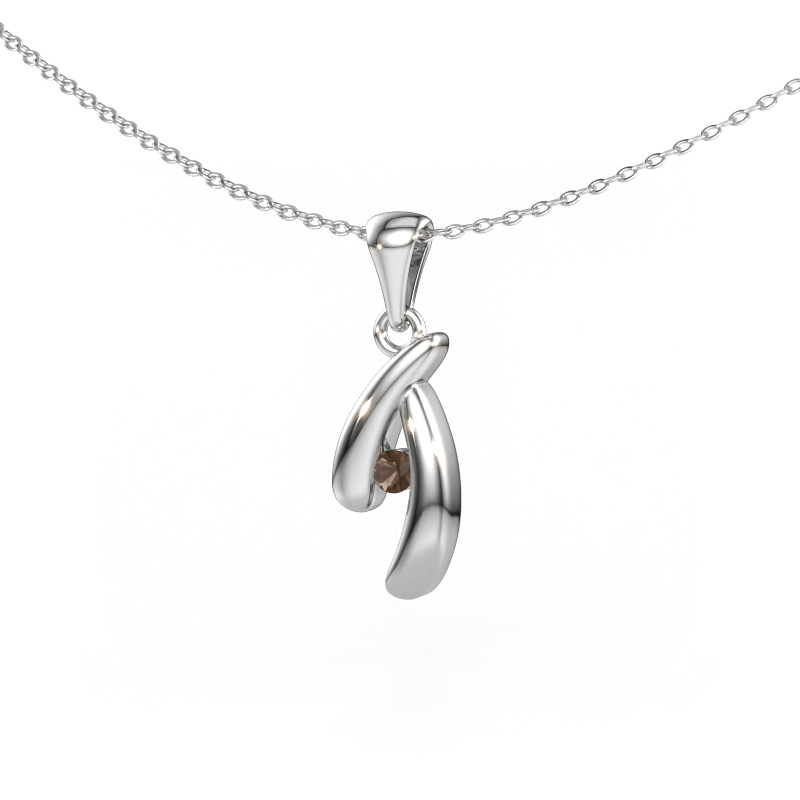 Image de Pendentif Jinke 585 or blanc Quartz fumé 2.5 mm