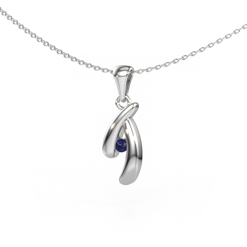 Bild av Hänge Jinke 585 vitt guld Safir 2.5 mm
