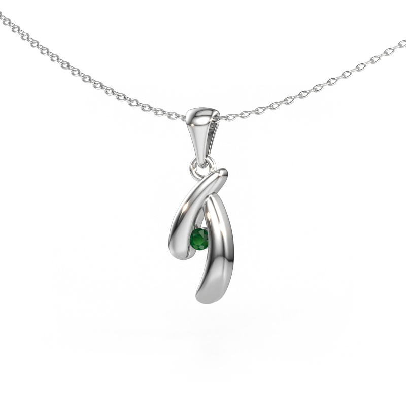 Image of Pendant Jinke 585 white gold Emerald 2.5 mm