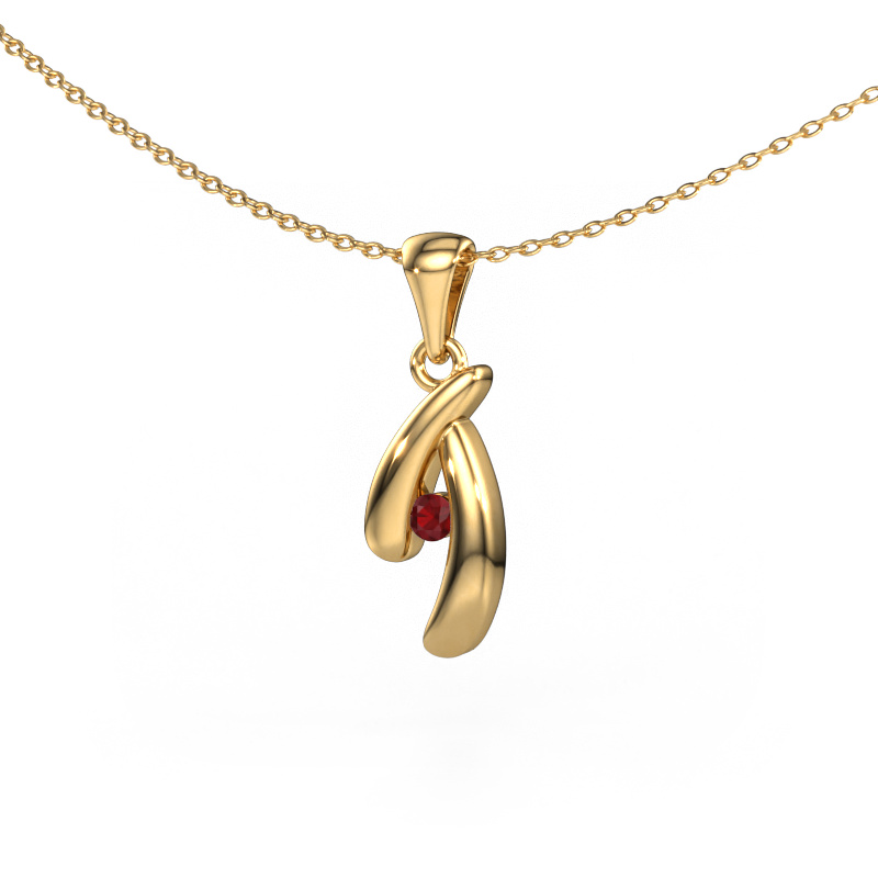 Image of Pendant Jinke 585 gold Ruby 2.5 mm