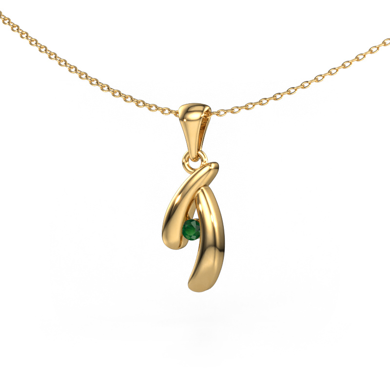 Image of Pendant Jinke 585 gold Emerald 2.5 mm