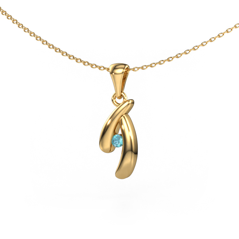 Image of Pendant Jinke 585 gold Blue topaz 2.5 mm