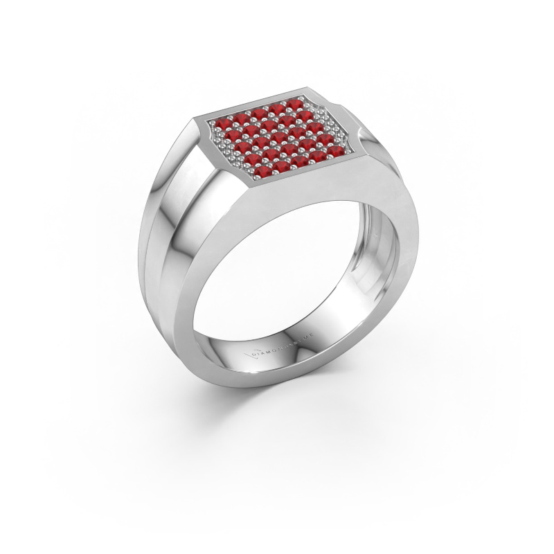Image of Men's ring Job 585 white gold Ruby 1.5 mm