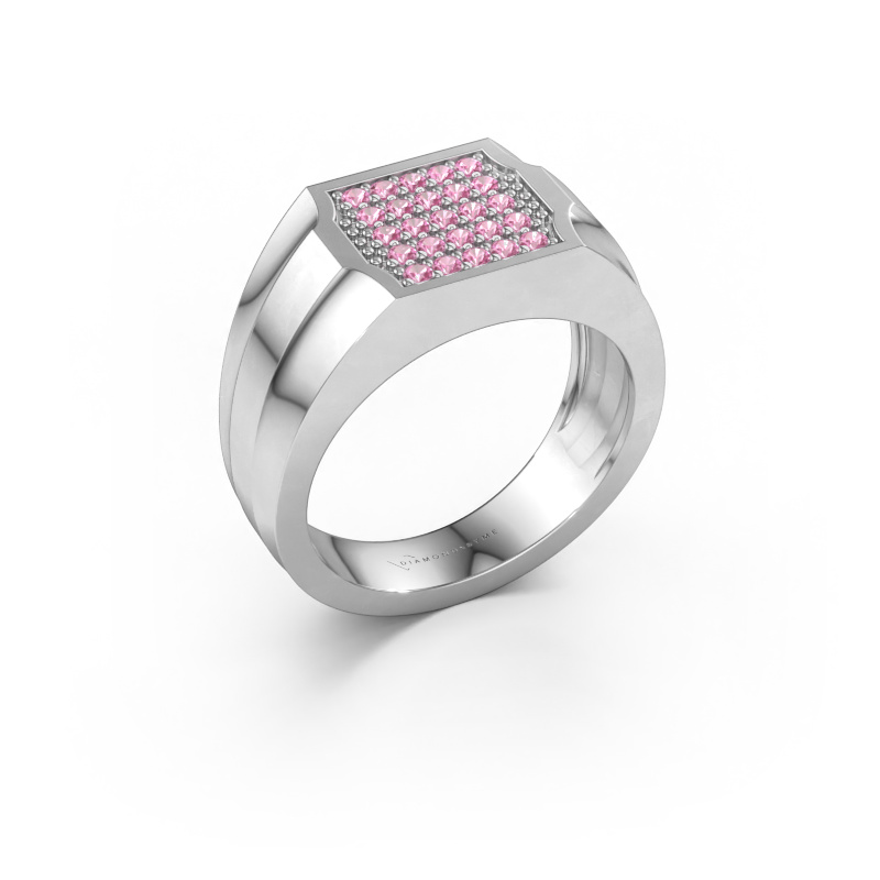 Image of Men's ring Job 585 white gold Pink sapphire 1.5 mm