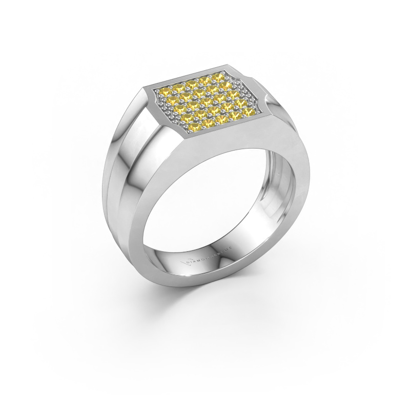 Image of Men's ring Job 950 platinum Yellow sapphire 1.5 mm