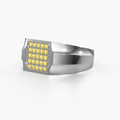 Square white gold yellow sapphire 1.5 mm Job men\'s ring | Design your own