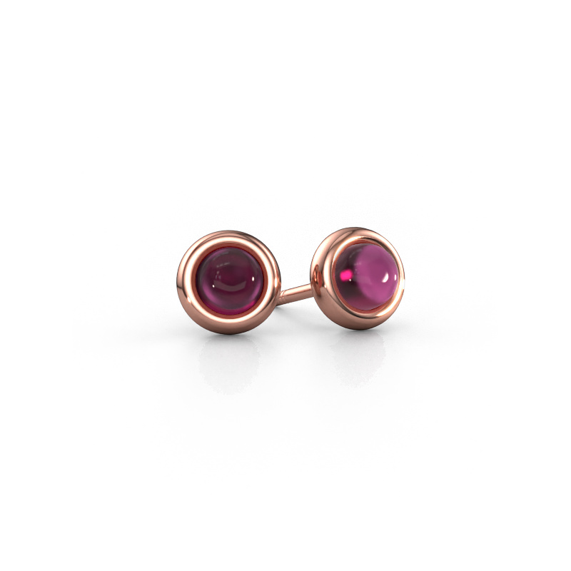 Image of Stud earrings Jodi 585 rose gold Rhodolite 4,5 mm