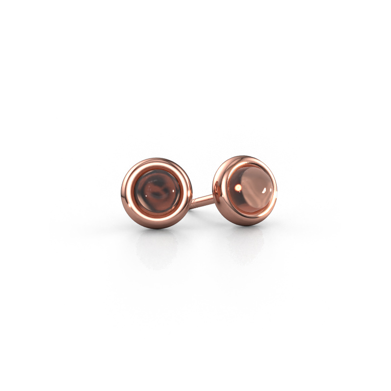 Image of Stud earrings Jodi 585 rose gold Smokey quartz 4,5 mm
