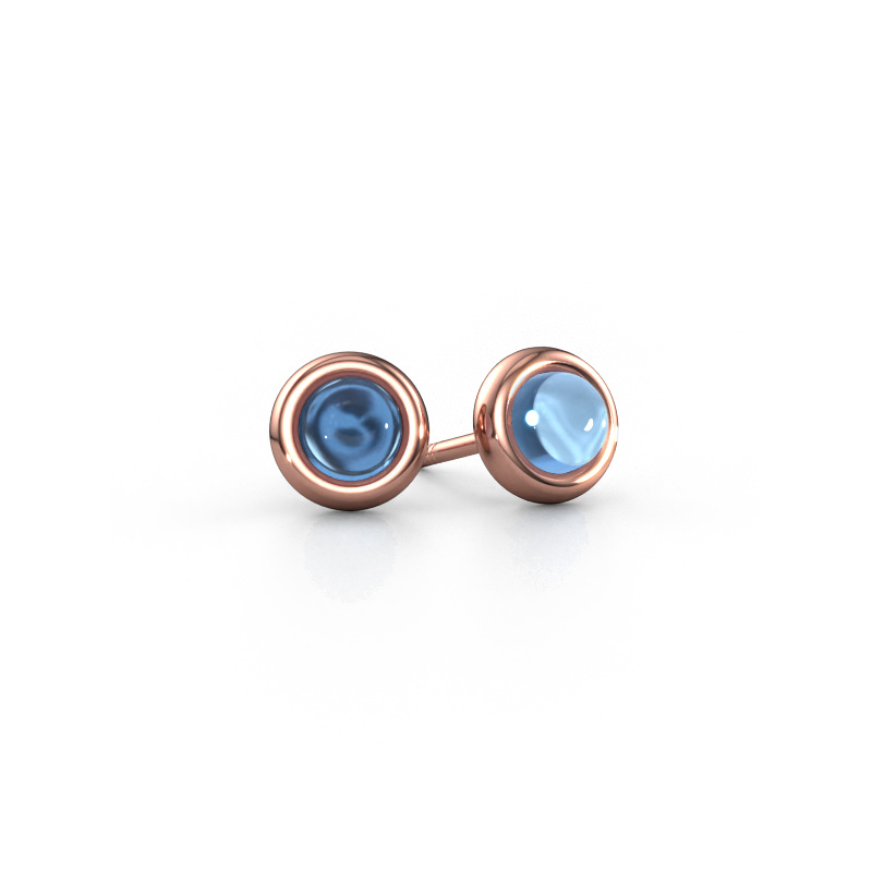Bild von Ohrsteckers Jodi 585 Roségold Blau Topas 4,5 mm