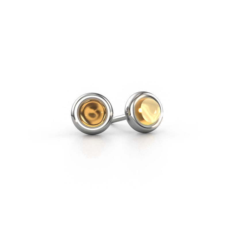 Image of Stud earrings Jodi 950 platinum Citrin 4,5 mm