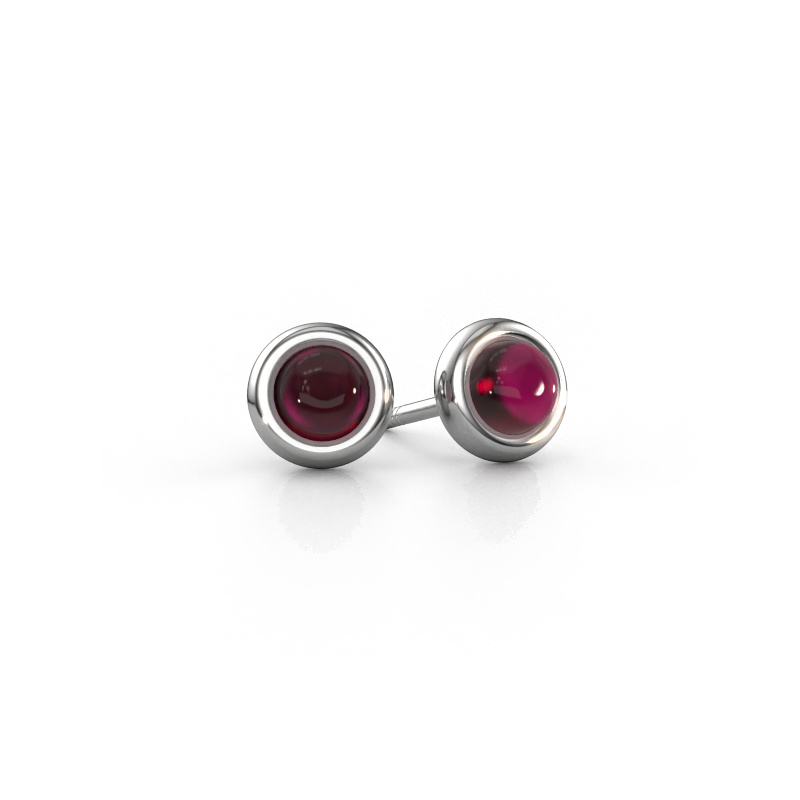 Image of Stud earrings Jodi 585 white gold Garnet 4,5 mm