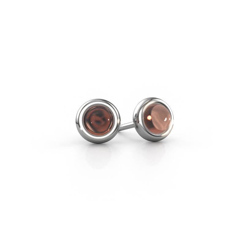 Image of Stud earrings Jodi 585 white gold Smokey quartz 4,5 mm