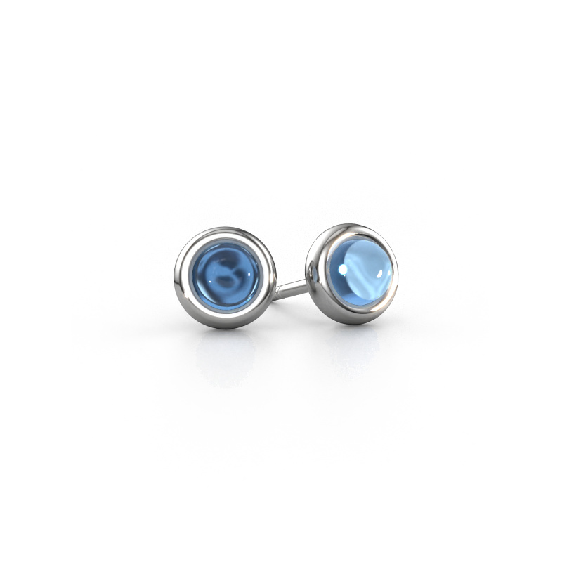 Image of Stud earrings Jodi 585 white gold Blue topaz 4,5 mm