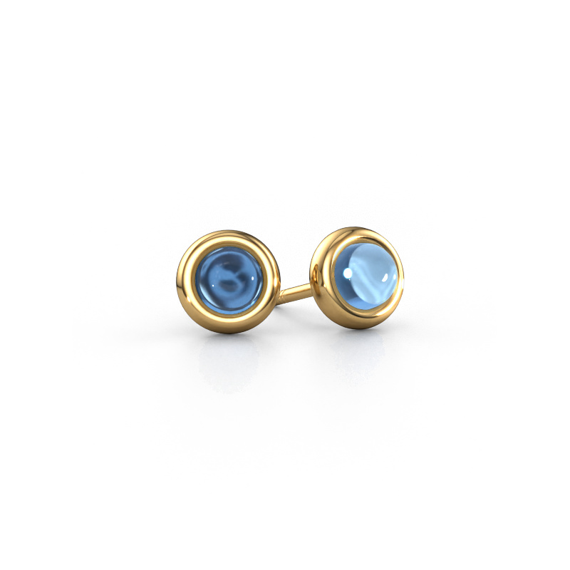 Image of Stud earrings Jodi 585 gold Blue topaz 4,5 mm