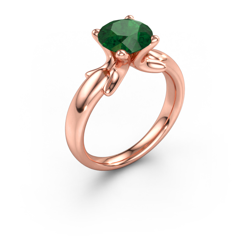 Immagine di Anello Jodie 585 oro rosa Smeraldo 8 mm