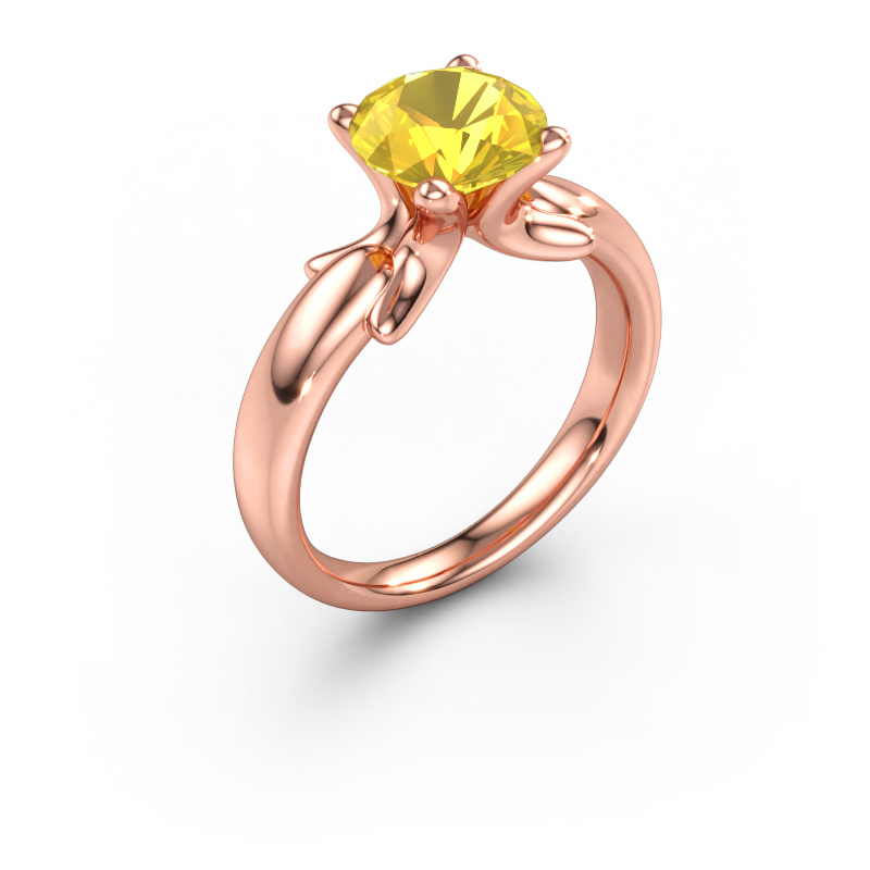 Immagine di Anello Jodie 585 oro rosa Zaffiro giallo 8 mm