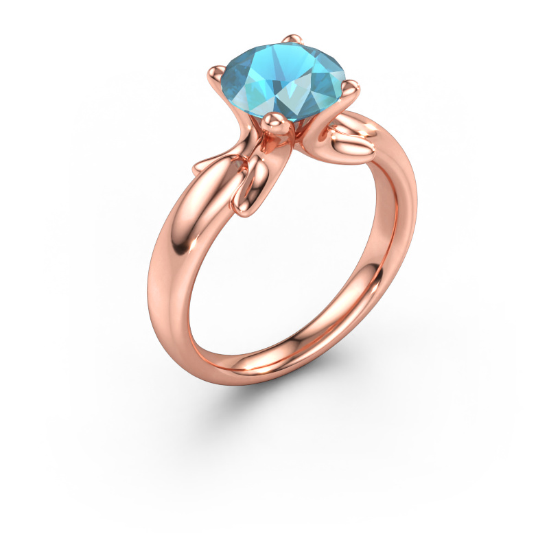 Bild av Ring Jodie 585 roséguld Blå topas 8 mm