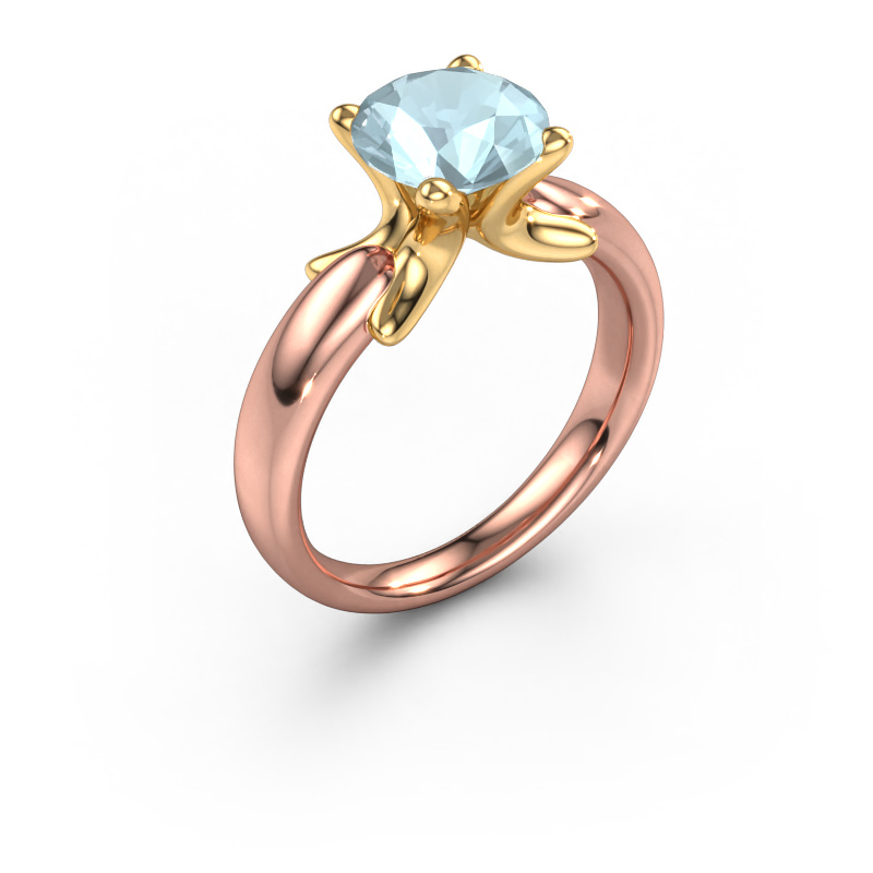 Image of Ring Jodie 585 rose gold Aquamarine 8 mm