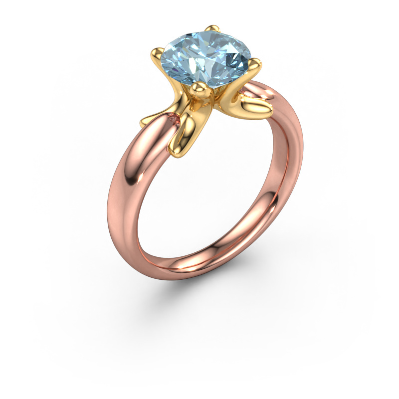Image of Ring Jodie 585 rose gold Blue lab grown diamond 8 mm