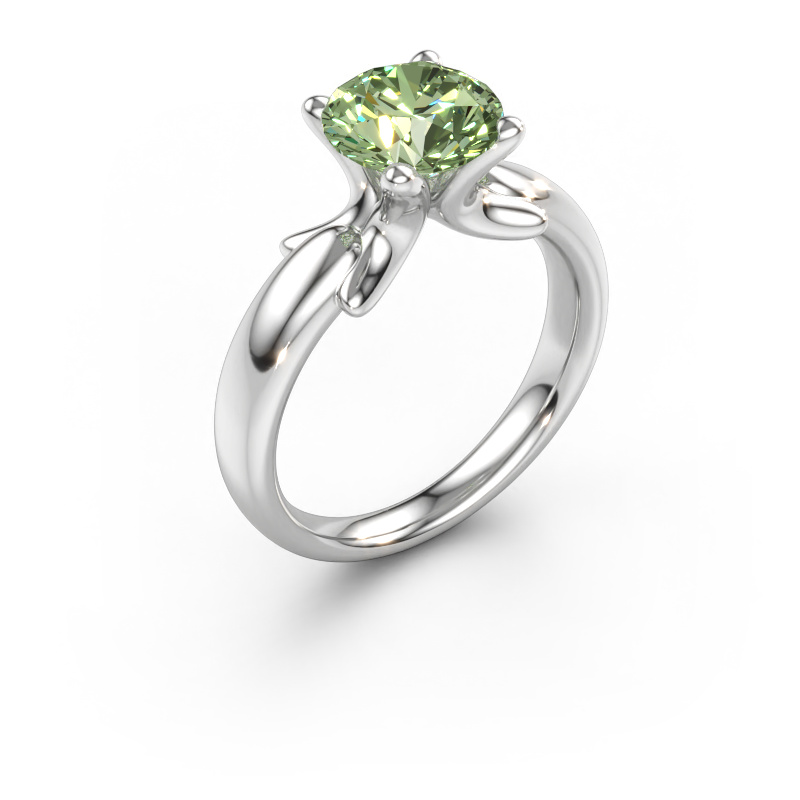 Immagine di Anello Jodie 585 oro bianco Diamante lab grown verde 8 mm