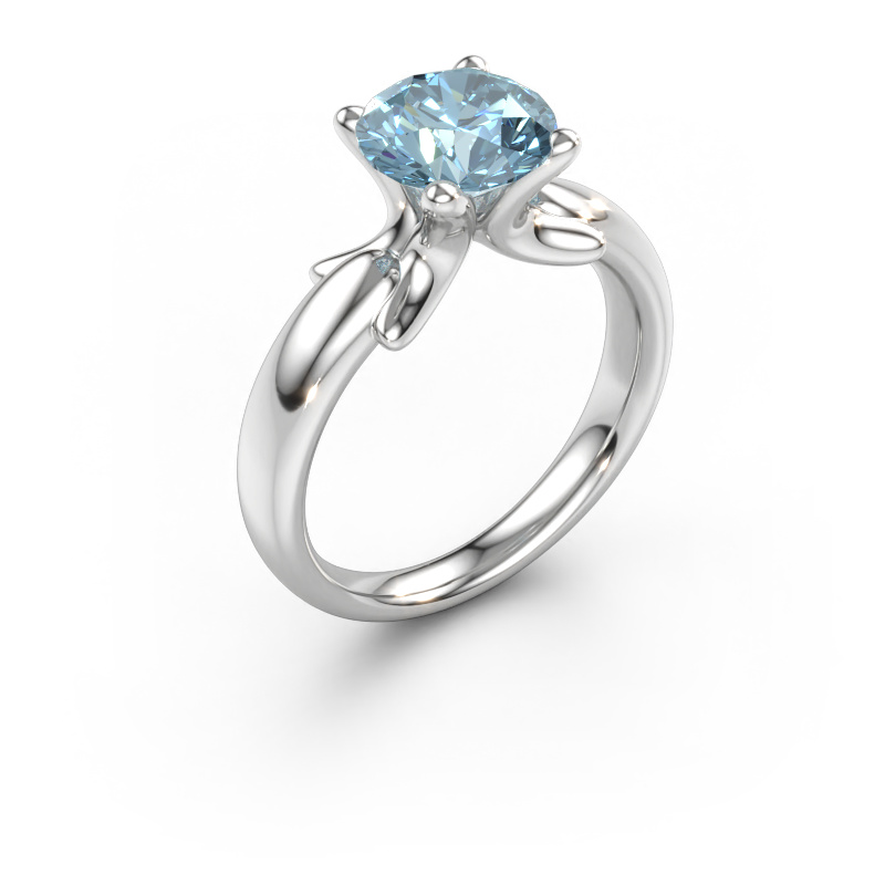 Bild av Ring Jodie 585 vitt guld Blå labbodlad diamant 8 mm