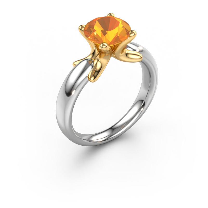 Image de Bague Jodie 585 or blanc Citrine 8 mm