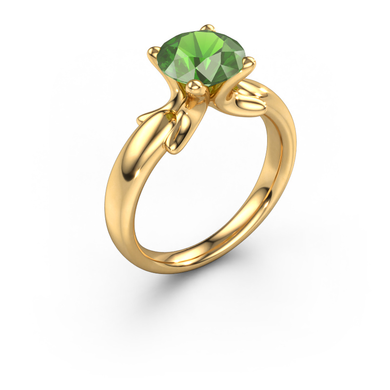 Image de Bague Jodie 585 or jaune Vert tourmaline 8 mm